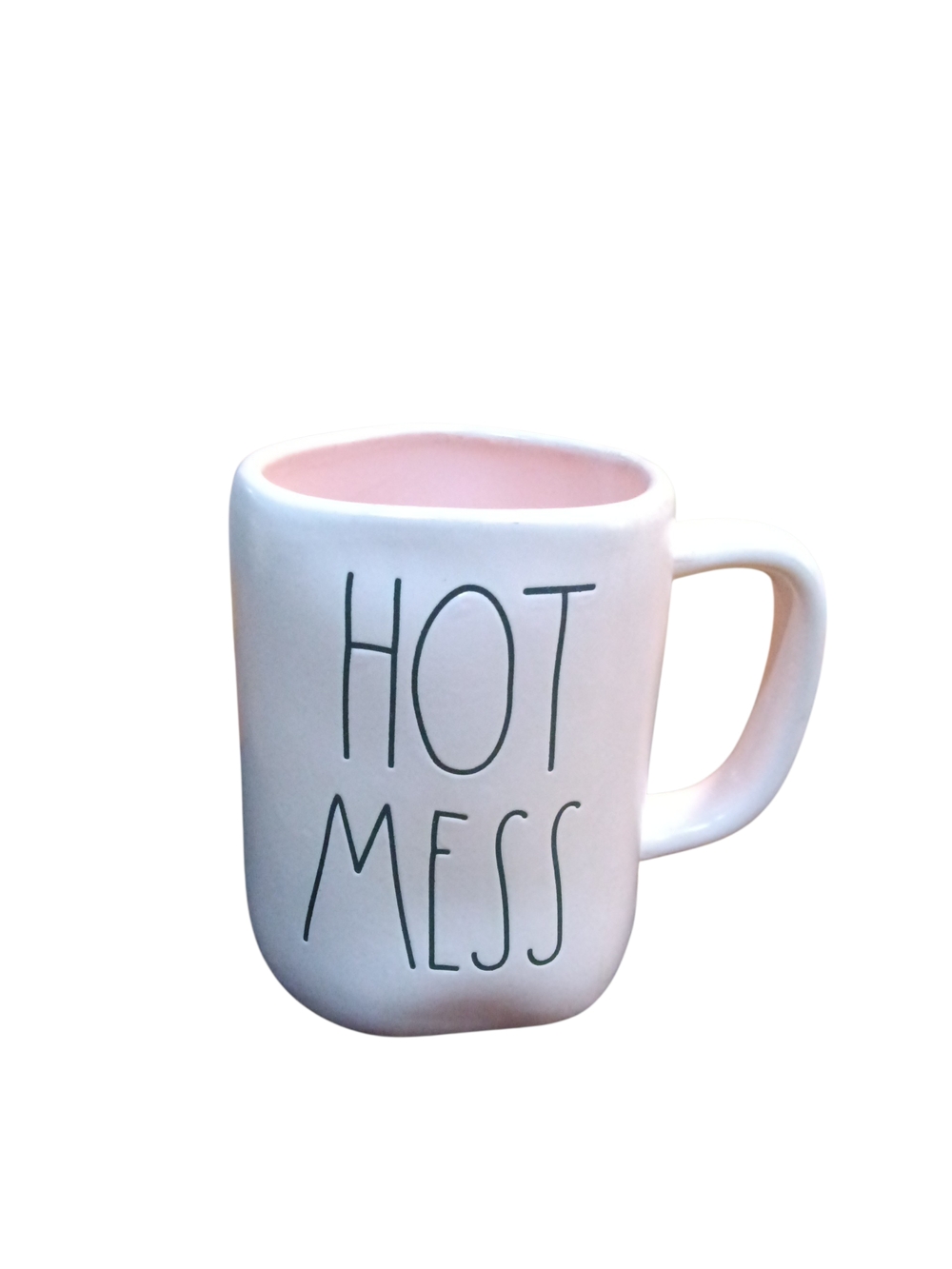 Rae Dunn Pink and White "HOT MESS" Ceramic Mug